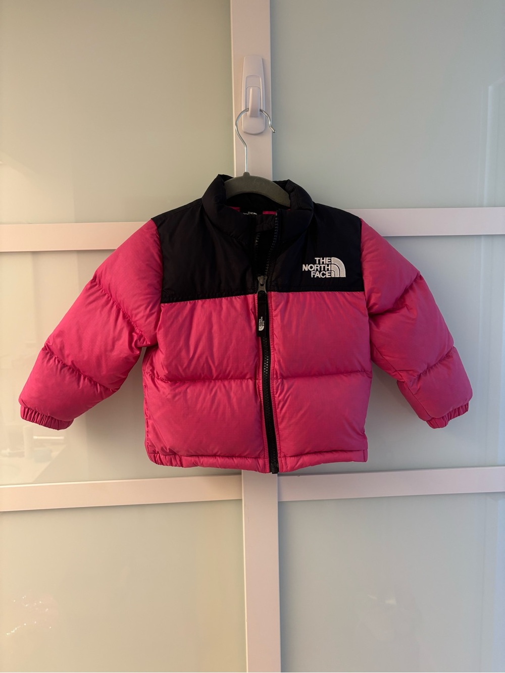 The North Face Kids Pink and Black Nuptse Puffer Jacket
